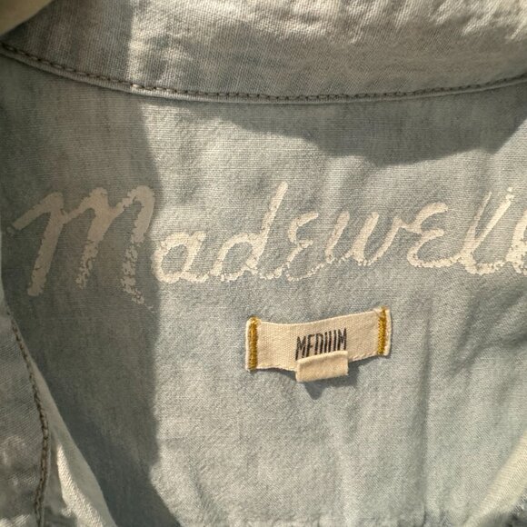 Madewell Blue Button Up Long Sleeve Shirt - Picture 3 of 4
